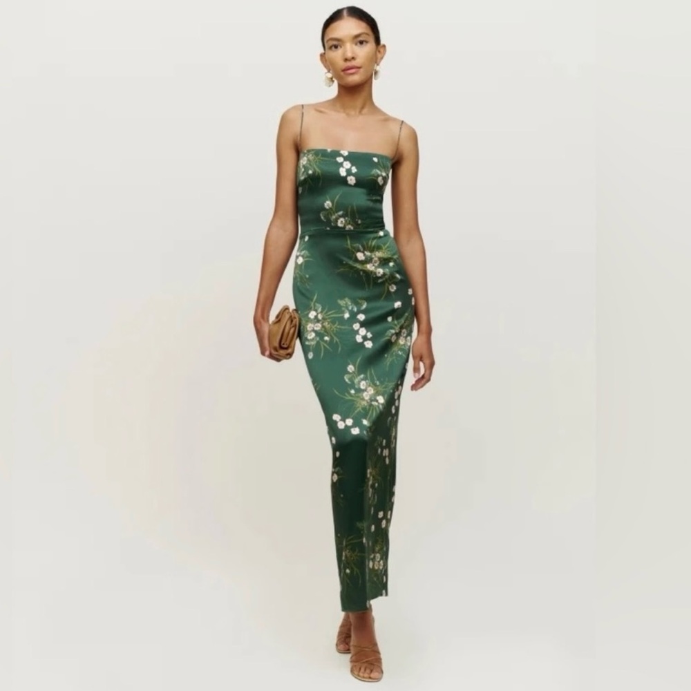 Reformation Frankie Silk Floral Maxi Dress in Buena